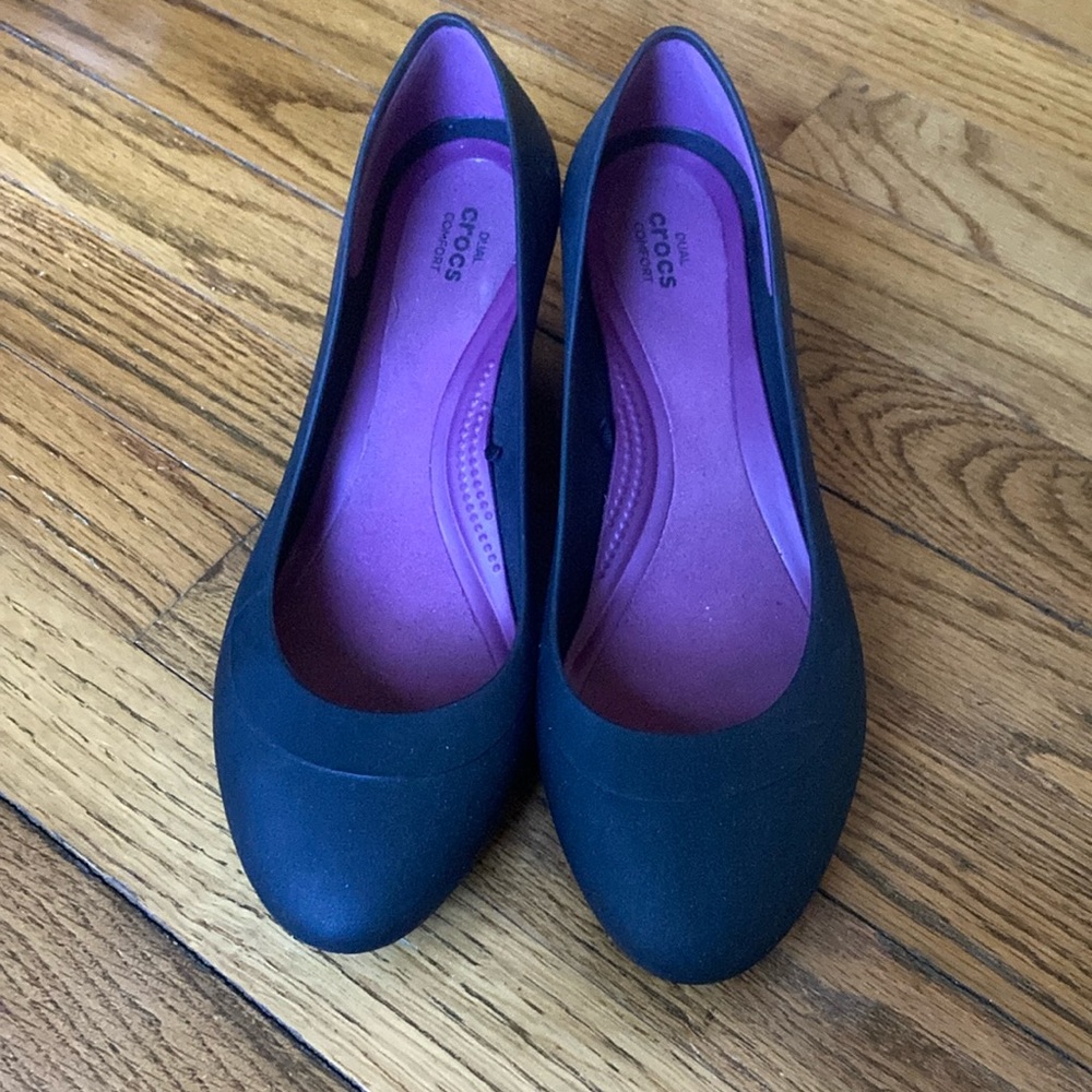 Crocs Black Dual Comfort Lina Pump Wedge Shoe Women's